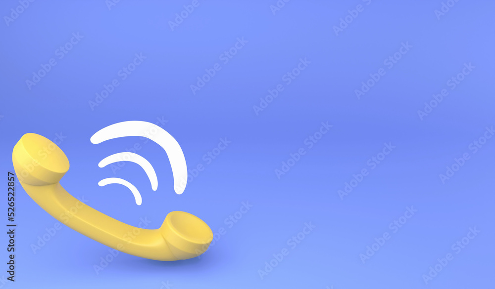 Obraz premium 3D rendering phone handle is ringing on blue background