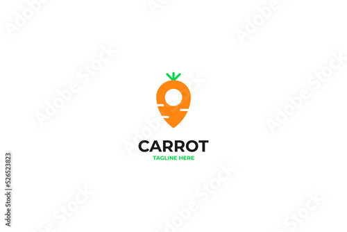 Carrot location pin logo design vector illustration idea