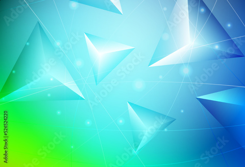 Light Blue, Green vector shining triangular background.