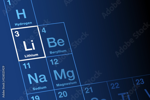 Lithium, chemical element on periodic table of elements. Alkali metal, with element symbol Li, from Greek lithos, stone. Atomic number 3. Used for heat resistant glass and ceramics, and for batteries.