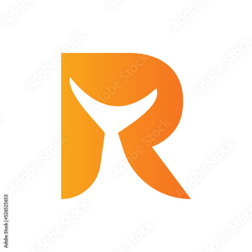Letter R Whale Tail Logo Vector Template. Whale Tail Concept On Sea Water Element