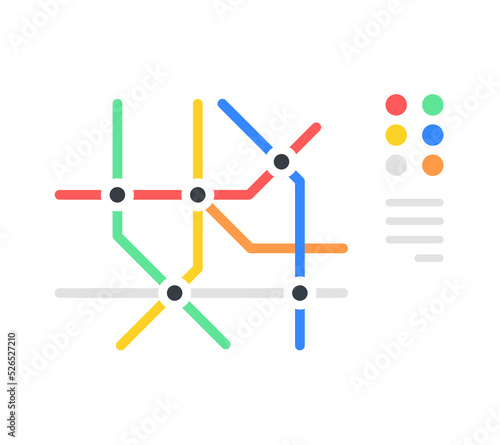 Subway map. Underground route, metro plan, tube map. Vector illustration