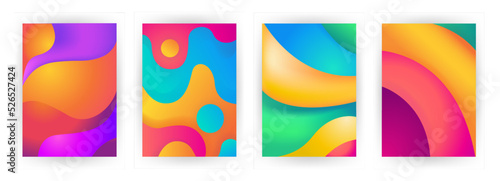 Abstract background set Fluid Geometric design with liquids and shapes. Trendy vector for templates, cards, color covers. Wave Liquid shape on multycolor background, vector background.