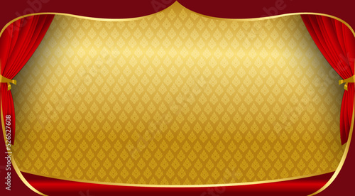 Thai pattern stage backdrop with curtain for decoration vector illustration