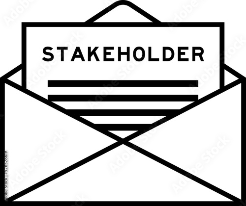 Envelope and letter sign with word stakeholder as the headline