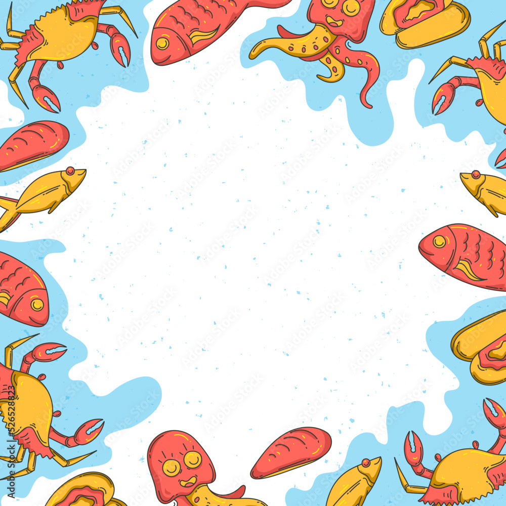 Obraz premium hand drawn seafood background illustration