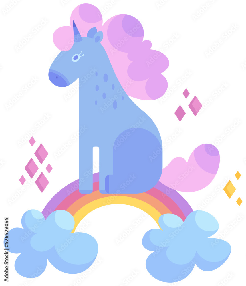 Fototapeta premium Vector illustration of stylized cute unicorn and rainbow for posters and postcards