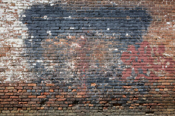Papier peint photo Graffiti Mur briques peinture écaillée patinée  © Jay Koppelman