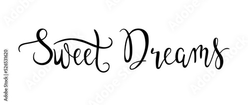 Sweet dreams phrase lettering. Calligraphic vector hand drawn inscription.