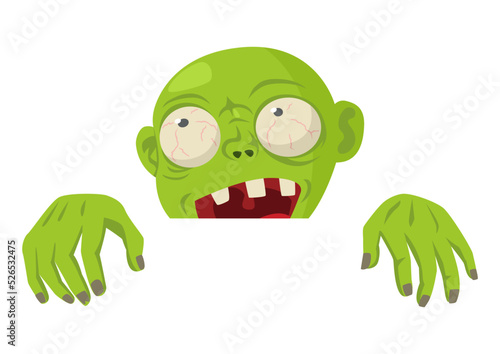 Zombie peeking from behind the wall