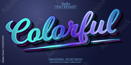 Colorful text effect, editable comic and cartoon text style