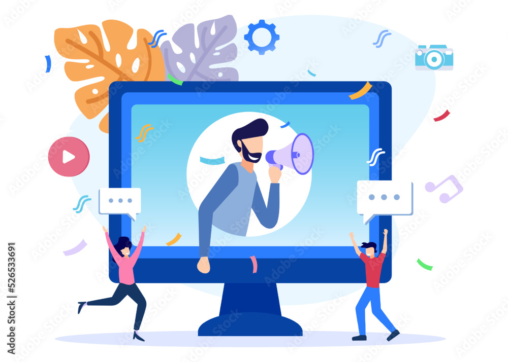 Illustration vector graphic cartoon character of digital promotion Illustration vector graphic cartoon character of digital promotion