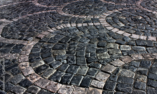 Old stone pavement texture closeup