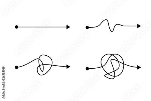 Confusion clarity path doodle vector idea concept. complex. messy line like hard easy way.