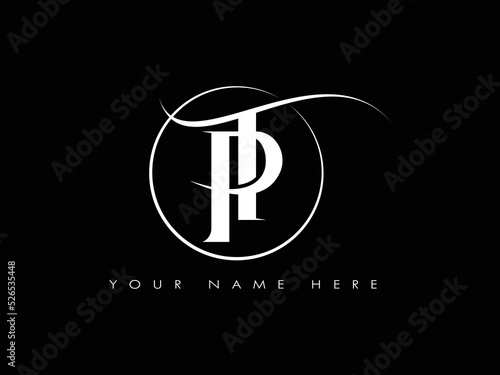 Creative pt , tp initial letter monogram business circle logo design vector template