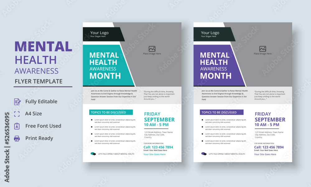 Mental Health Awareness Flyer Template, Mental Health Support Flyer ...