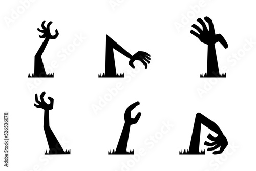set of zombie's hands for Halloween. Halloween Elements and Objects for Design Projects.