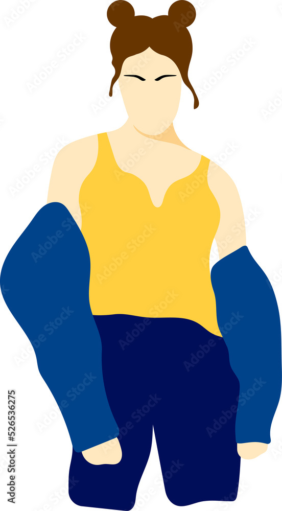 Fototapeta premium stylish young women dressed in casual and formal outfits. Flat design illustrations of woman portrait in trendy fashionable style 