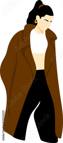 stylish young women dressed in casual and formal outfits. Flat design illustrations of woman portrait in trendy fashionable style 