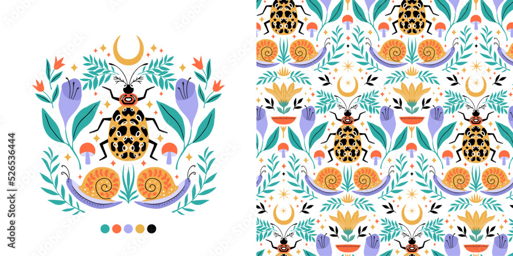 Vector summer illustration with wild animals life Vector summer illustration with wild animals life