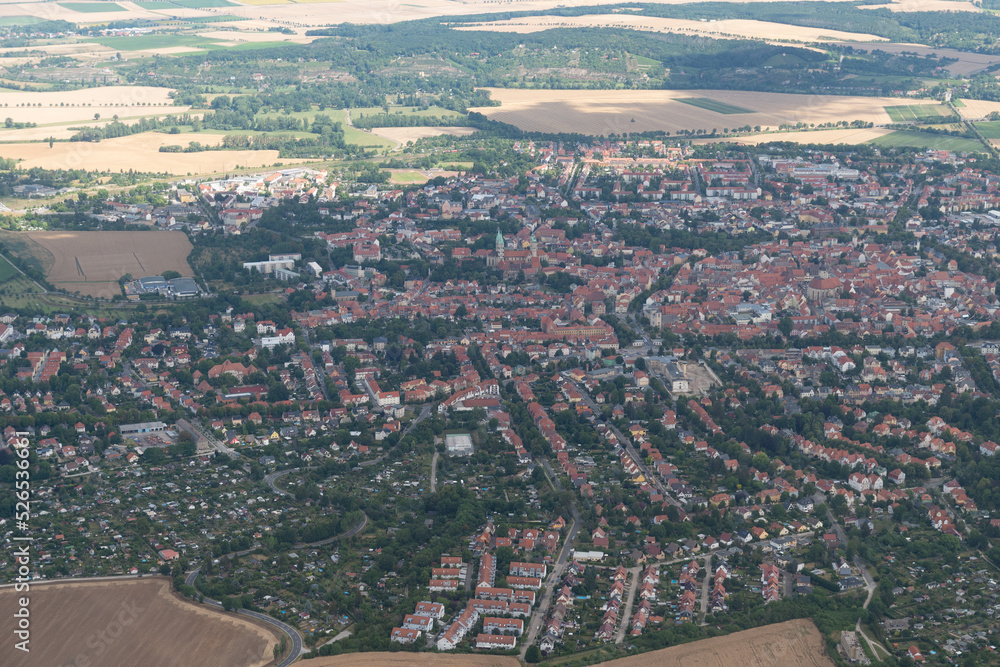 City of Naumburg in Germany seen from above