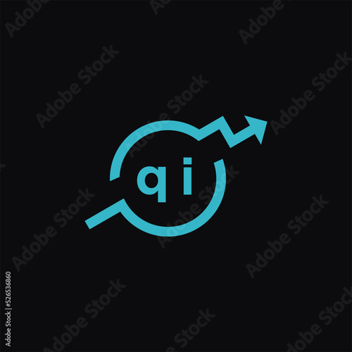 Initial letter QI growing outline, triangle and particle style designs. Vector illustration