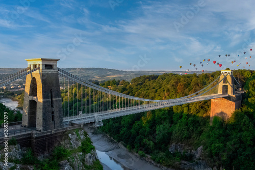 Clifton Suspension Bridge with Balloons from the International Balloon Fiesta in the Distance