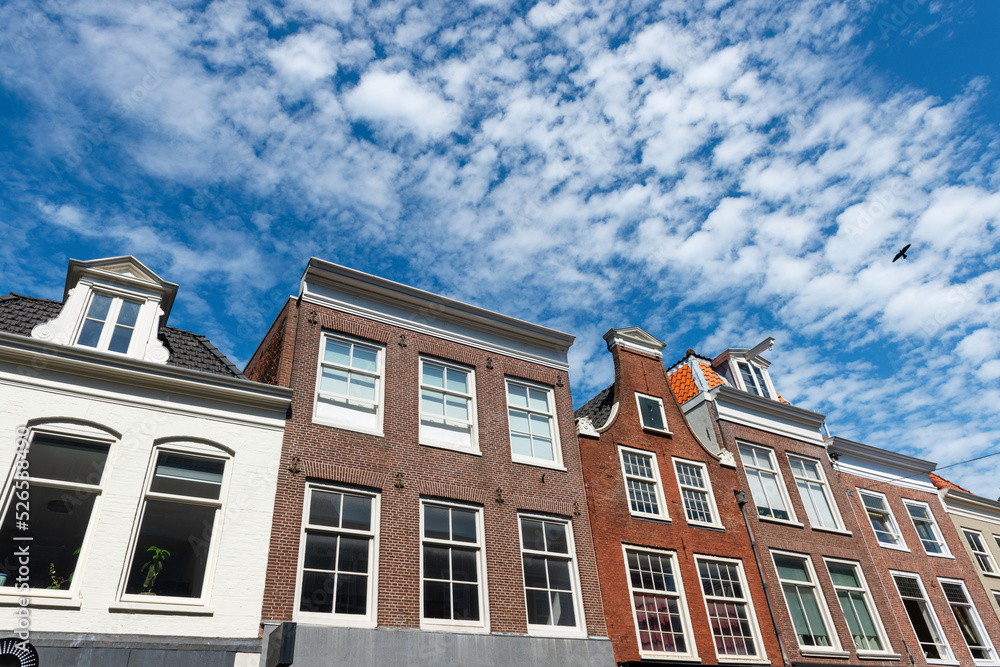 Old buildings in historical city Haarlem.