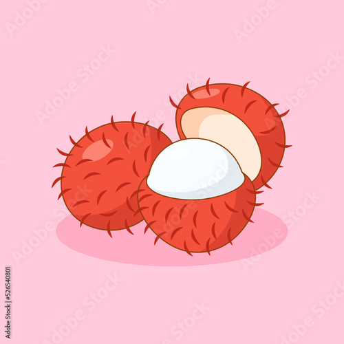 Fresh Rambutan Fruit Doodle Illustration