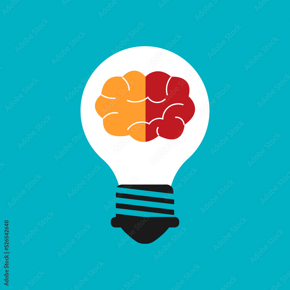 An electric lamp with a brain inside. An electric lamp with a brain inside.