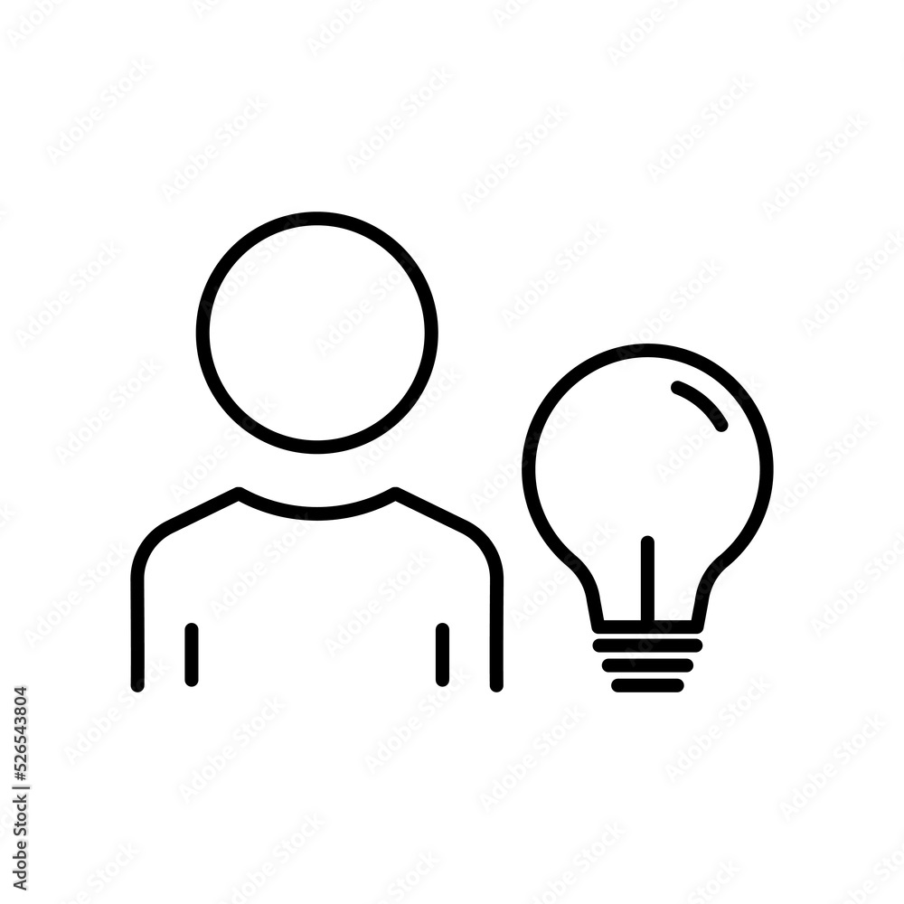 People icon with light bulb. icon related to idea, discussion, business. line icon style. Simple design editable People icon with light bulb. icon related to idea, discussion, business. line icon style. Simple design editable