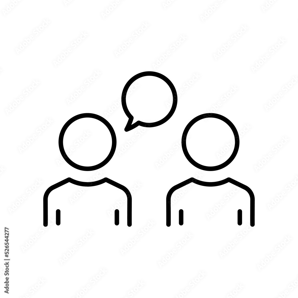 People icon with chat. icon related to discussion, business. line icon style. Simple design editable People icon with chat. icon related to discussion, business. line icon style. Simple design editable