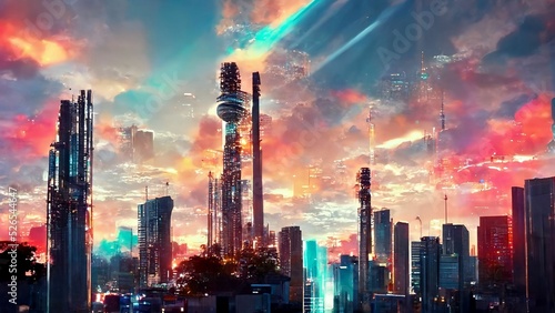 Wallpaper Mural design of future of metropolist with a lot of building in city Torontodigital.ca