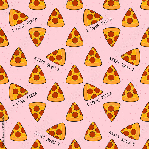 Seamless pattern with pizza. Food wrapping paper pattern. Decorative vector.