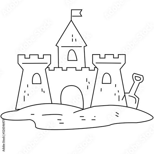 sand castle outline the beach in the summer icon