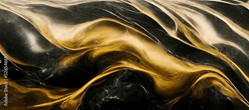 Acrylic paint mixed together. Luxurious wallpaper with gold dust. Elegant waves. Milky textures. 3D Illustration.