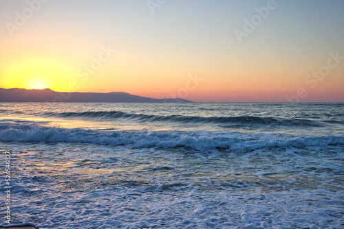 Beautiful sea and waves at sunset