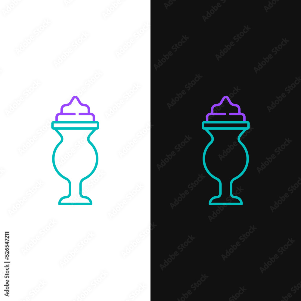 Line Milkshake icon isolated on white and black background. Plastic cup with lid and straw. Colorful outline concept. Vector Line Milkshake icon isolated on white and black background. Plastic cup with lid and straw. Colorful outline concept. Vector