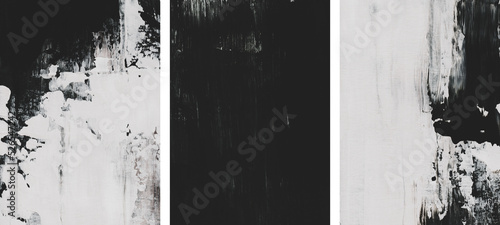 Three abstract paintings. Versatile artistic image can apply to a wide range of creative design projects: posters, banners, postcards, magazines, covers, prints, wallpapers. Contemporary art. 