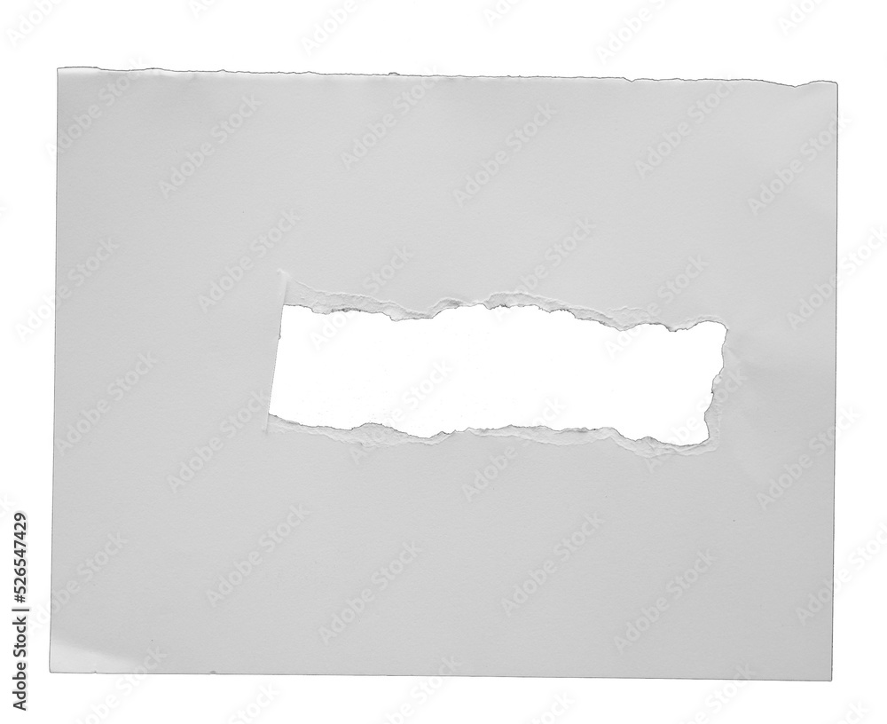 Fototapeta premium torn paper with the curled ripped sides. a round black hole of torn on the white paper. realistic torn paper with the ripped edges for copy space and text.