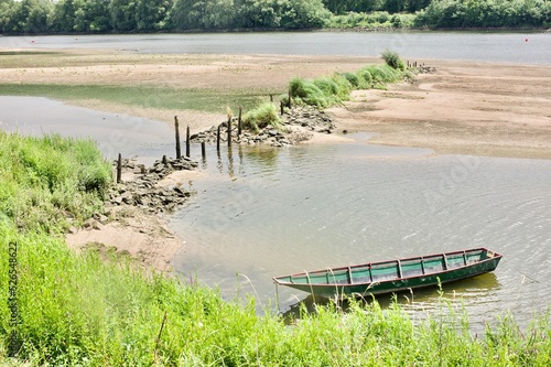 coloured small boat on the Loire river