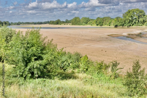 Loire river in summer after drought