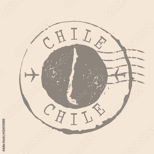 
Stamp Postal of Chile. Map Silhouette rubber Seal.  Design Retro Travel. Seal of Map Chile grunge  for your design.  EPS10