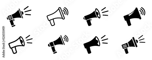 Set of megaphone icons vector set. Loudspeaker icon. Bullhorn black silhouette. Vector 10 EPS.