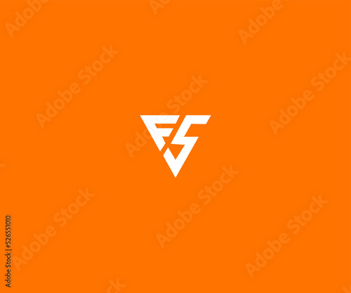 Initial letter FS or SF Letter logo template with square line art symbol in flat design monogram illustration