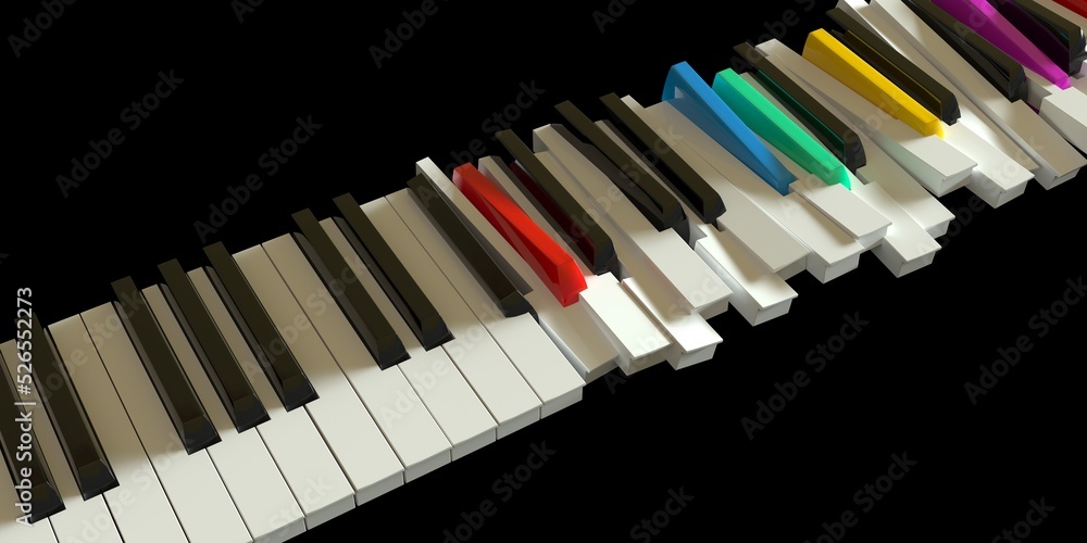 Fototapeta premium Broken piano keyboard as a symbol of expressive music and jazz. 3D render