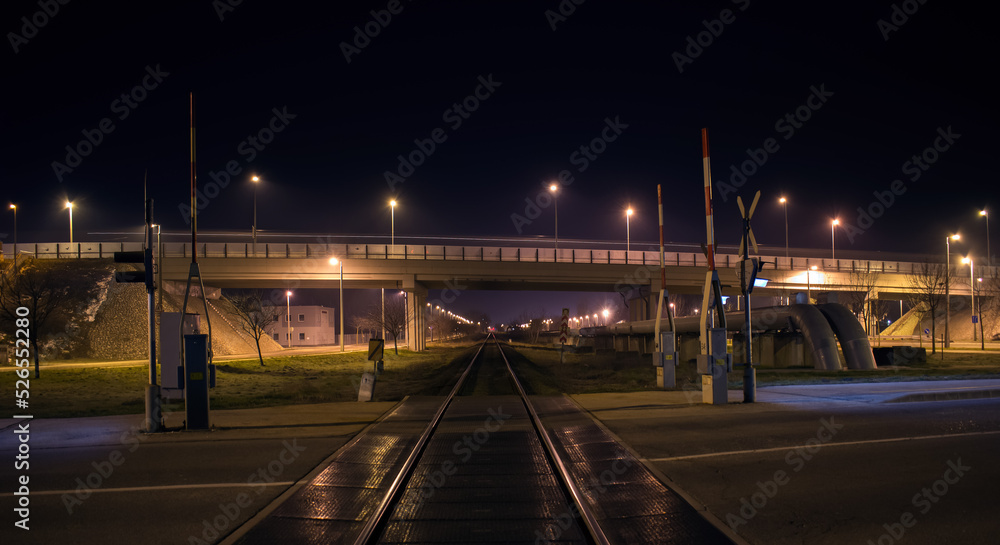 Bridge over the Railway Track at Night
