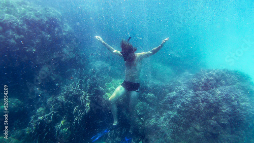 man under water, water, man,  ocean © Mark