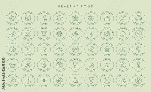 Vector natural product icon label set. 