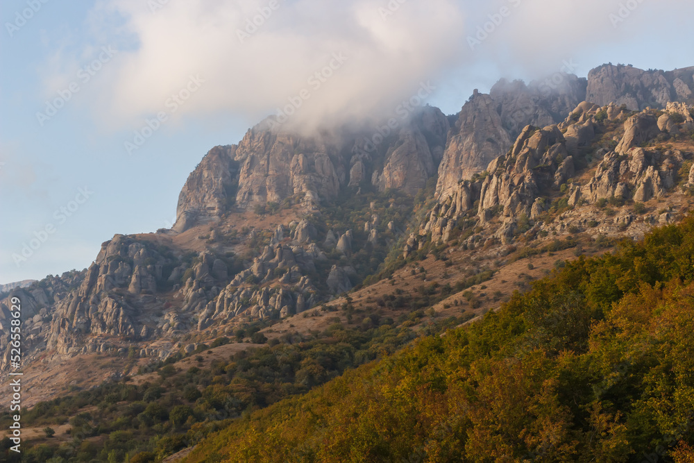 Naklejka premium Rocks near Demerdzhi. Crimea